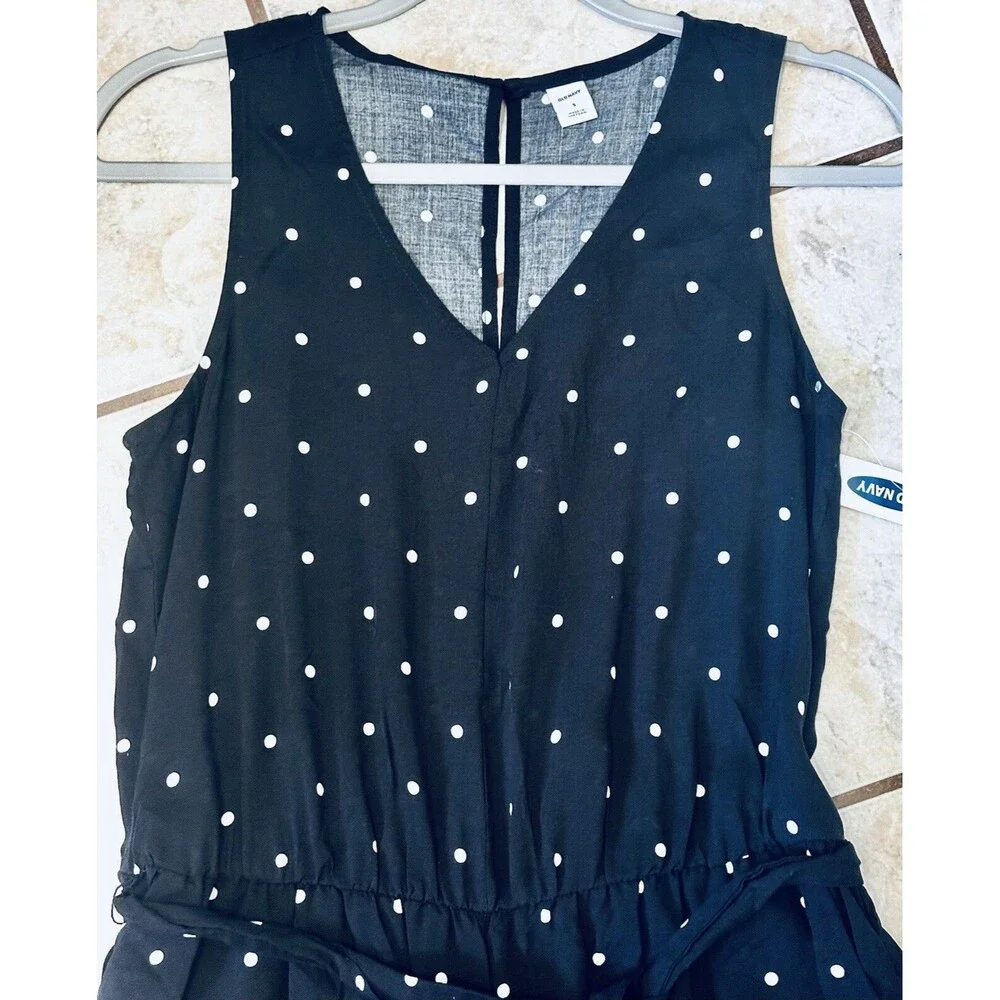 NWT Old Navy Size S Polka Dot Wide Leg Jumpsuit Pockets Boho Contemporary - Picture 2 of 11